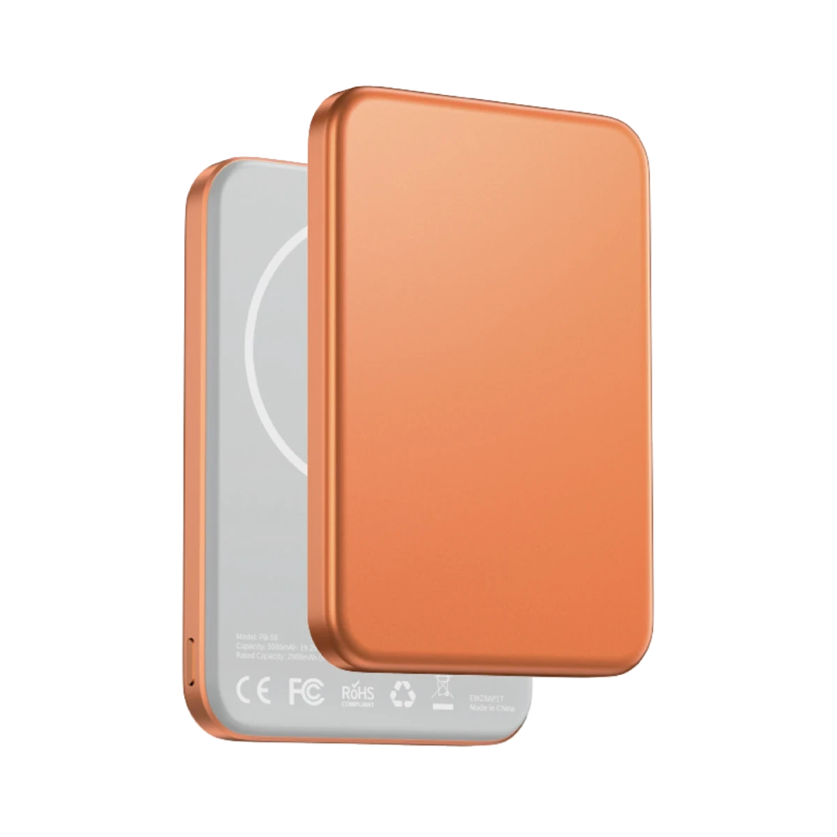 Keephone PB59 Glossey 5.000 mAh 20W Type-C ve 15W Kablosuz Şarj Destekli Magsafe Powerbank - Turuncu