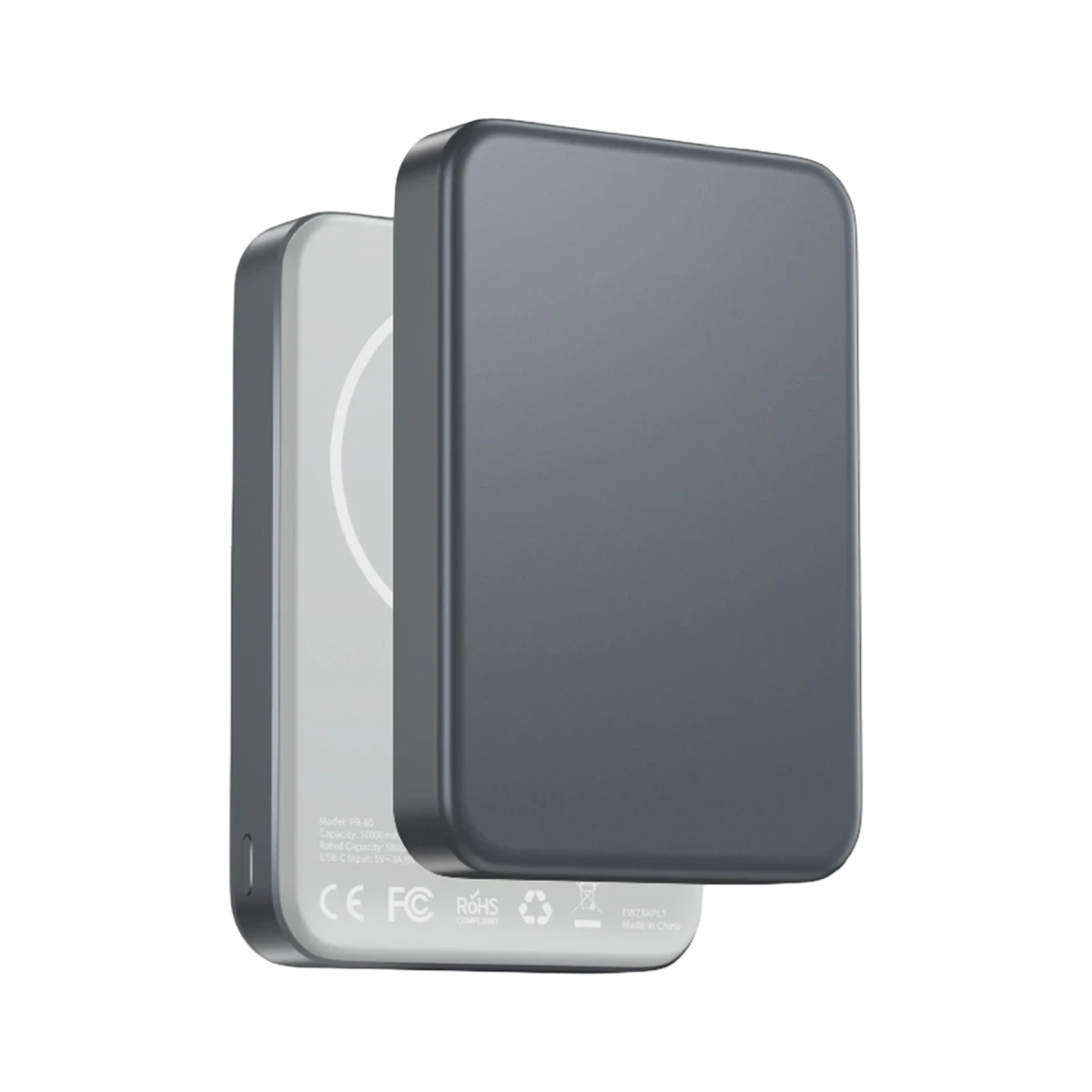 Keephone PB60 Glossey 10.000 mAh 22.5W USB 20W Type-C ve 15W Kablosuz Şarj Semi Solid Destekli Magsafe Powerbank  - Titanyum Gri