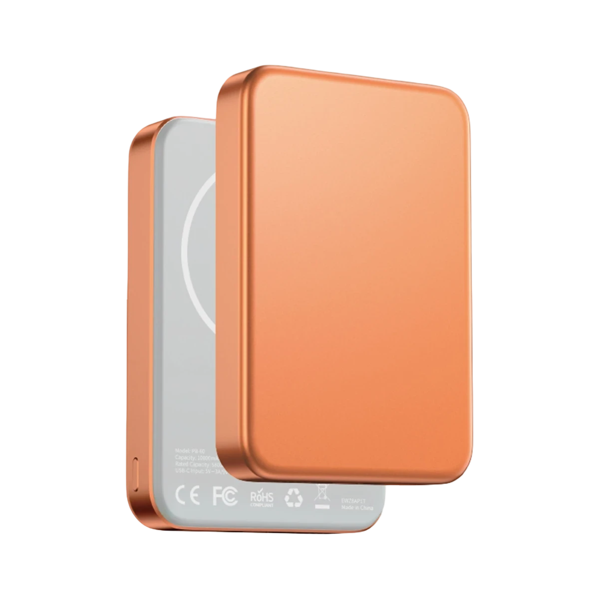 Keephone PB60 Glossey 10.000 mAh 22.5W USB 20W Type-C ve 15W Kablosuz Şarj Semi Solid Destekli Magsafe Powerbank - Turuncu