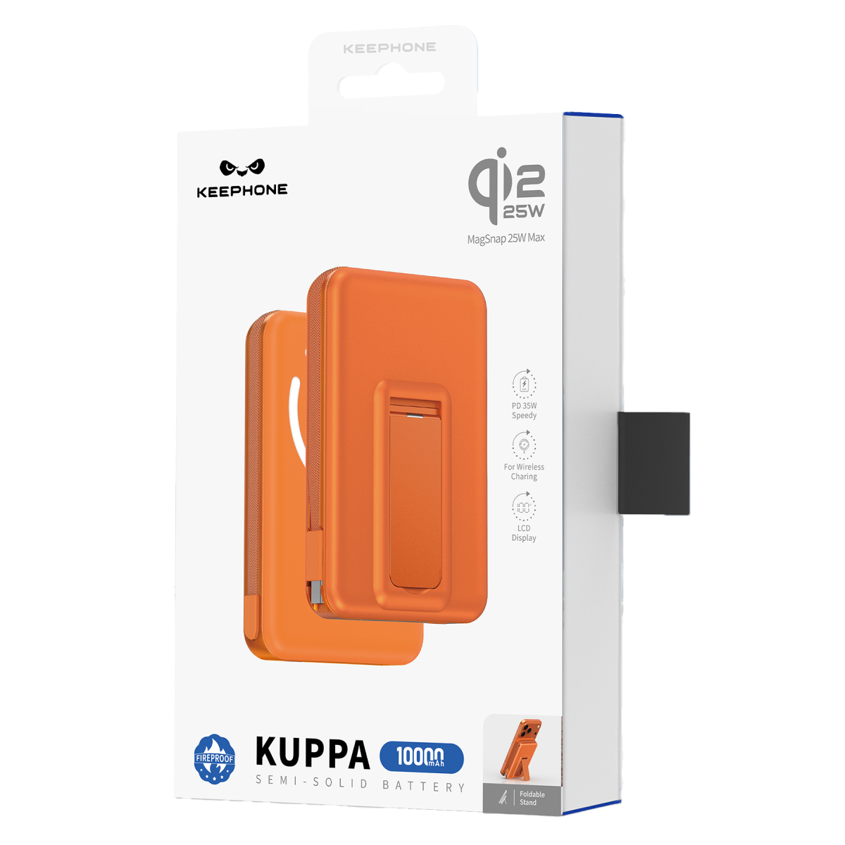 Keephone PB63 KUPPA 10000 mAh 25W Qi2 MagSafe Manyetik ve Semi-Solid Destekli Powerbank - Siyah