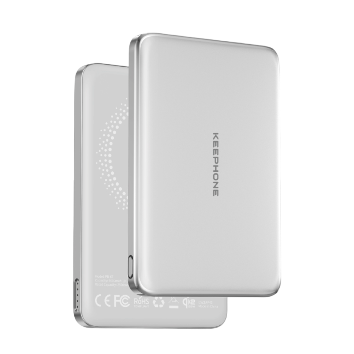 Keephone PB67 Shanks 5.000 mAh 25W Qi2 MagSafe ve Semi Solid Destekli Powerbank - Gümüş