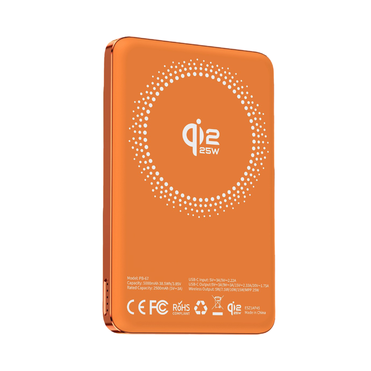 Keephone PB67 Shanks 5.000 mAh 25W Qi2 MagSafe ve Semi Solid Destekli Powerbank - Turuncu