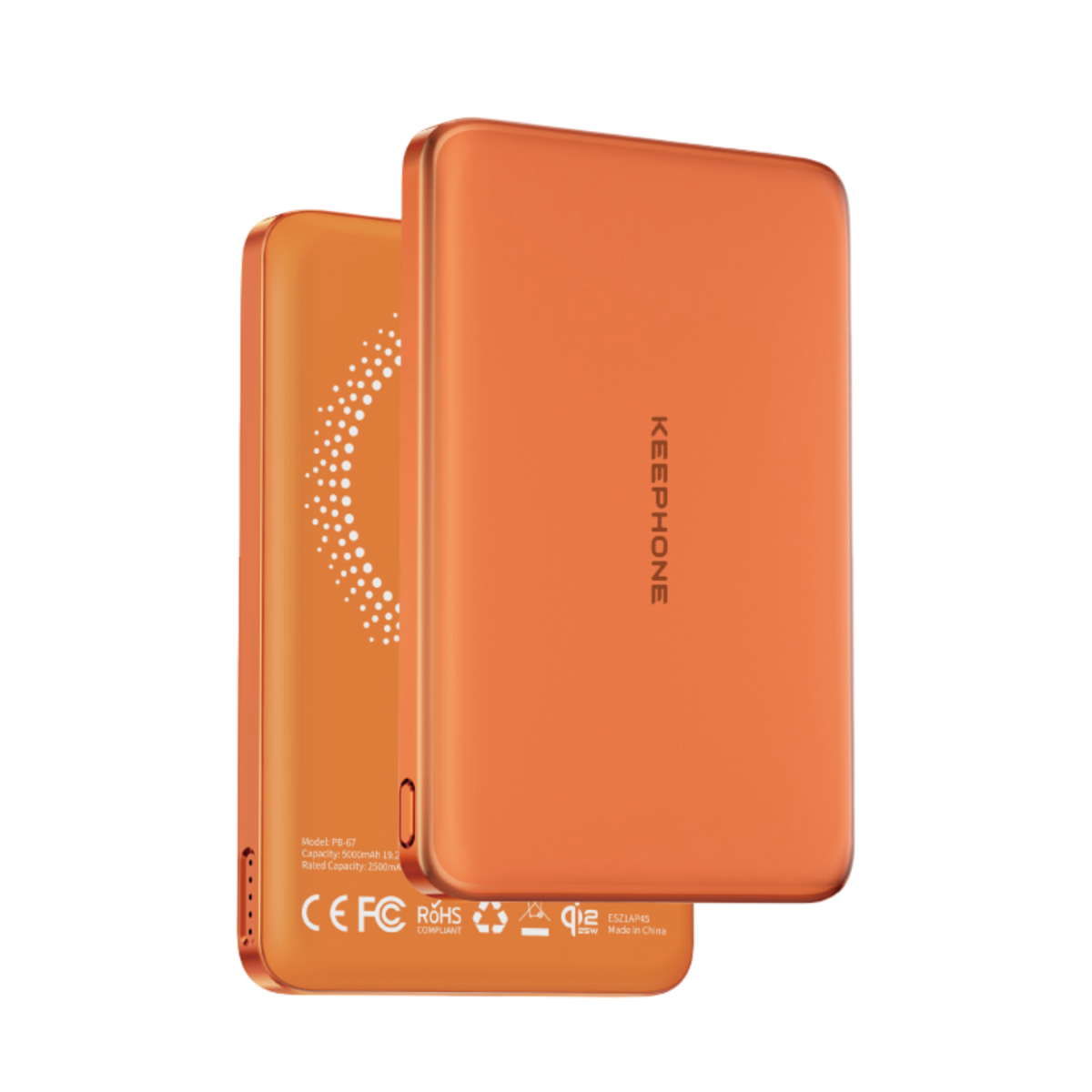 Keephone PB67 Shanks 5.000 mAh 25W Qi2 MagSafe ve Semi Solid Destekli Powerbank - Turuncu