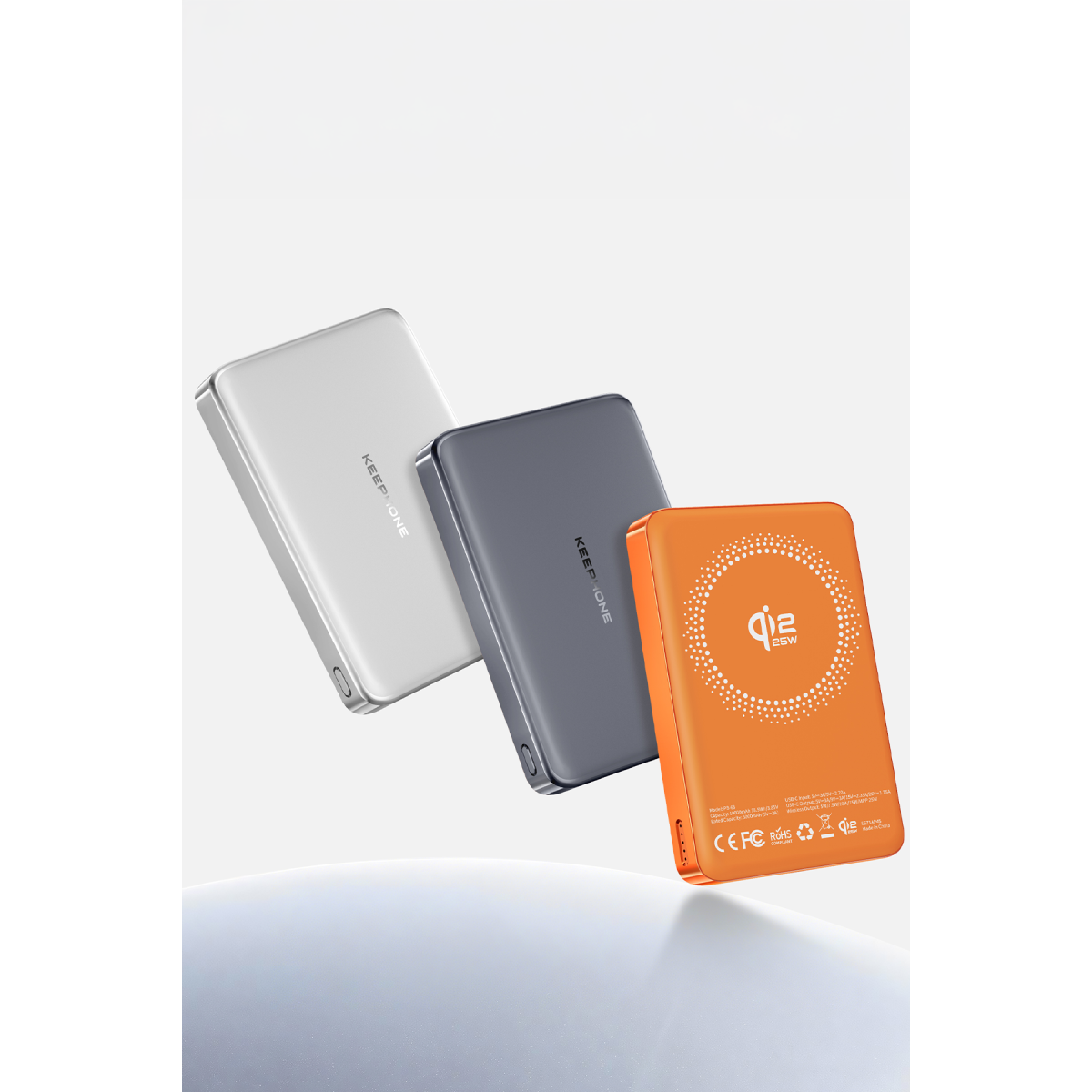 Keephone PB68 Shanks 10.000 mAh 25W Qi2 MagSafe ve Semi Solid Destekli Powerbank - Turuncu