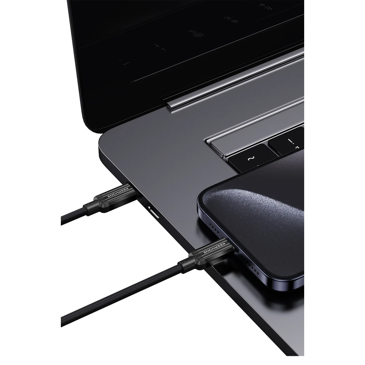 Keephone Pitta 1.2M 60W Örgülü Type-C to Type-C PD Hızlı Şarj Data Kablosu - Siyah