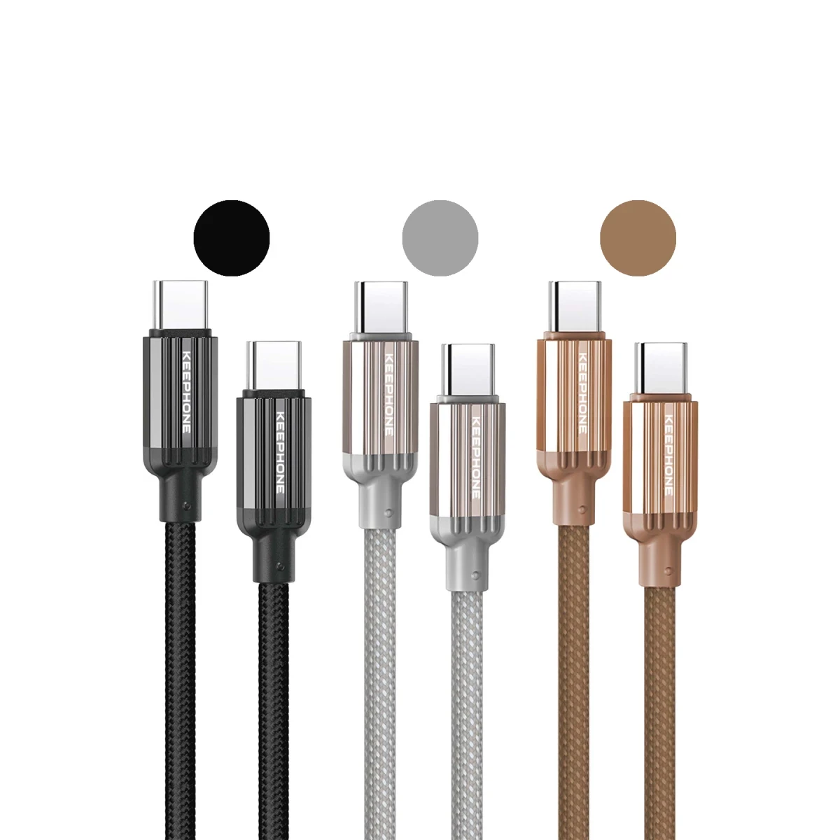 Keephone Pitta 1.2M 60W Örgülü Type-C to Type-C PD Hızlı Şarj Data Kablosu - Titanyum