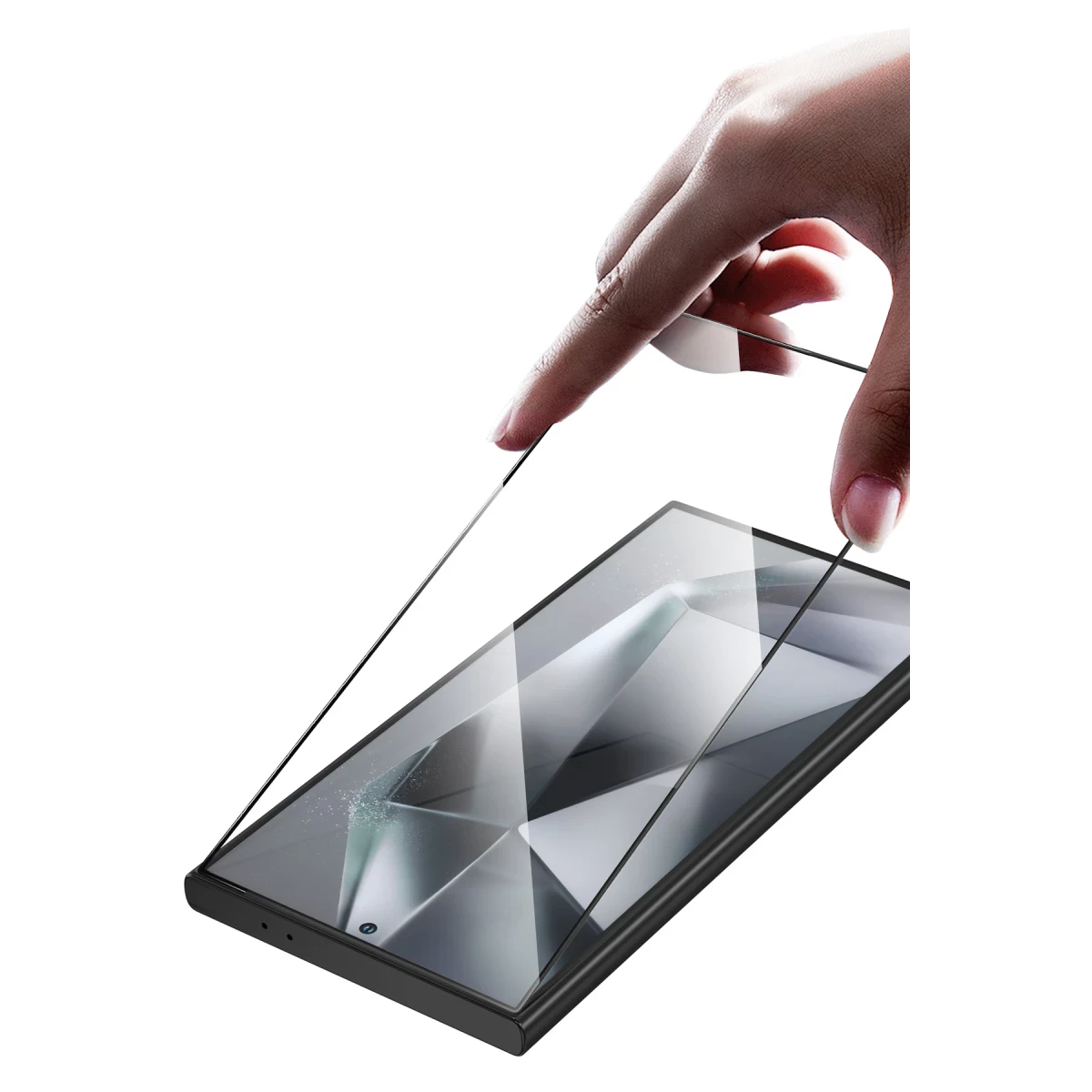 Keephone Samsung Galaxy S24 Ultra Delux Full Glue 2.5D Cam Ekran Koruyucu - Siyah