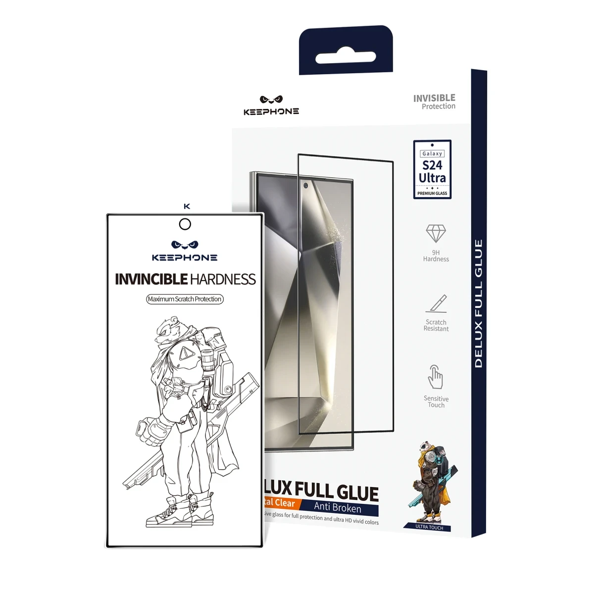 Keephone Samsung Galaxy S24 Ultra Delux Full Glue 2.5D Cam Ekran Koruyucu - Siyah