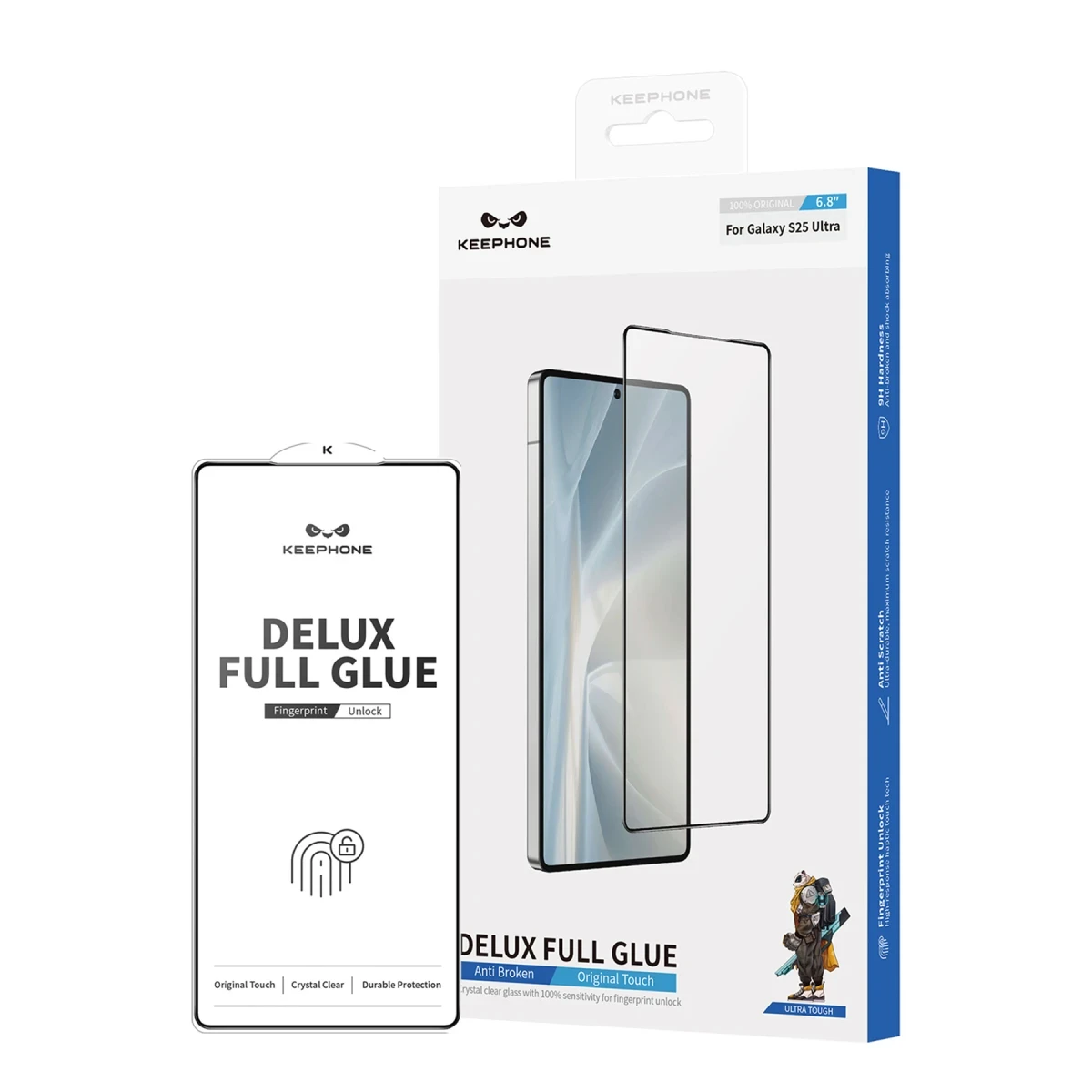 Keephone Samsung Galaxy S25 Ultra Delux Full Glue 2.5D Cam Ekran Koruyucu - Siyah