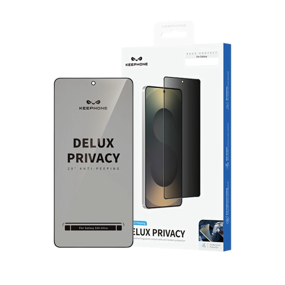 Keephone Samsung Galaxy S26 Delux Privacy 2.5D Hayalet Cam Ekran Koruyucu - Siyah