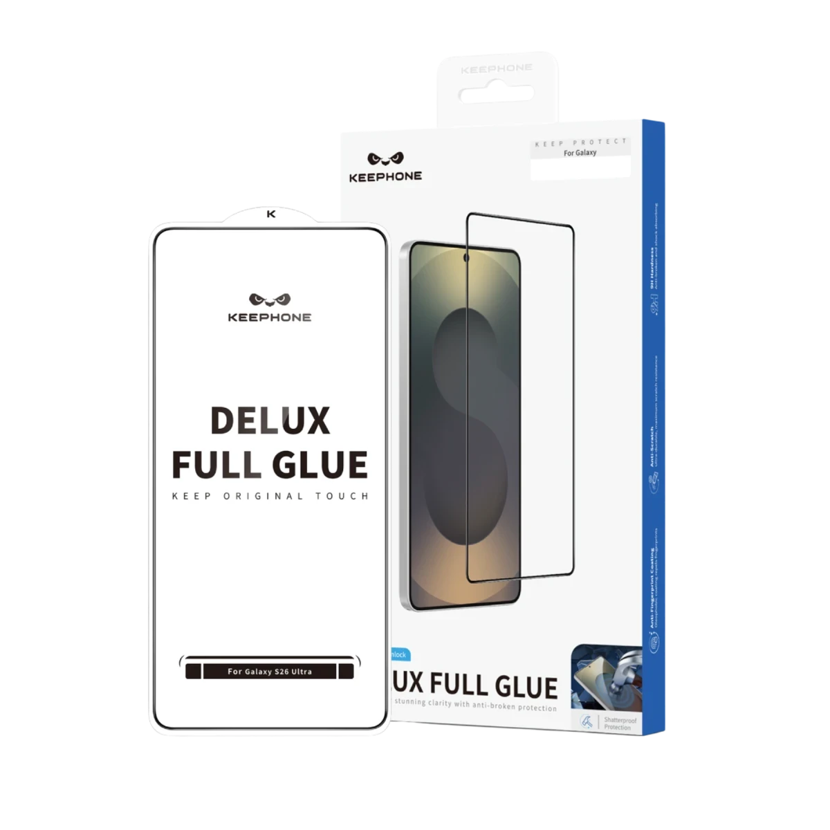 Keephone Samsung Galaxy S26 Plus Delux Full Glue 2.5D Cam Ekran Koruyucu - Siyah