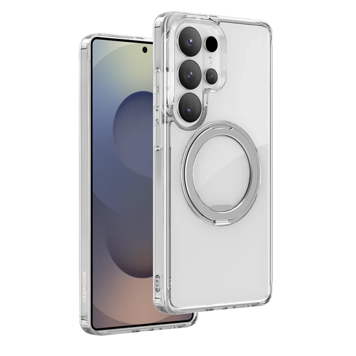 Keephone Samsung Galaxy S26 Ultra Spinring Standlı Magsafe Kapak - Şeffaf