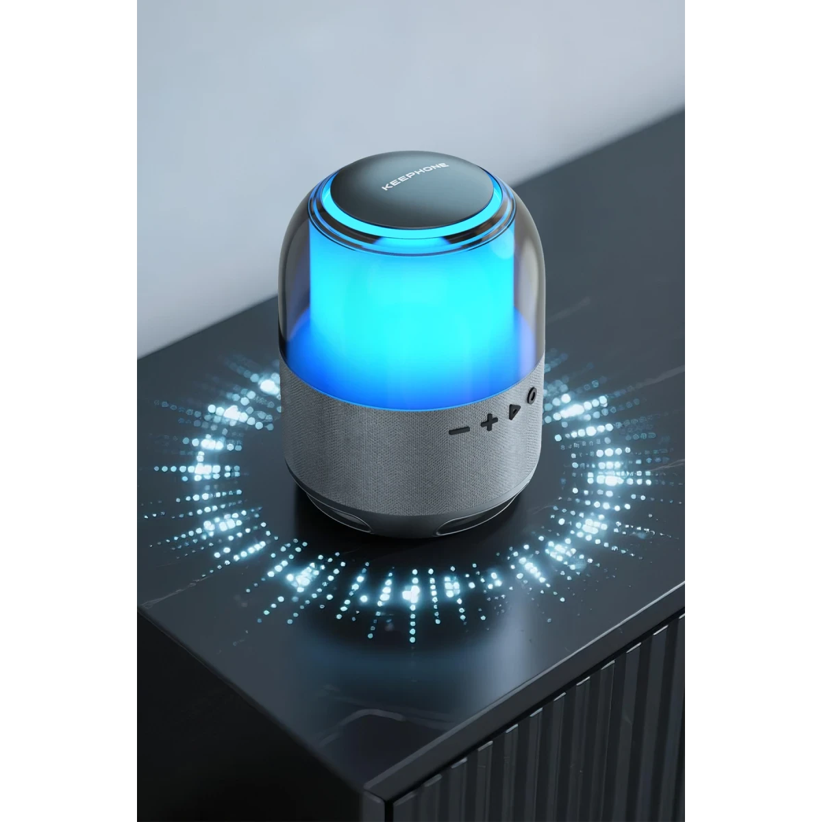Keephone SongPod BT 5.3 RGB Işıklı Yüksek Bass Özellikli HiFi Kablosuz Hoparlör - Gri