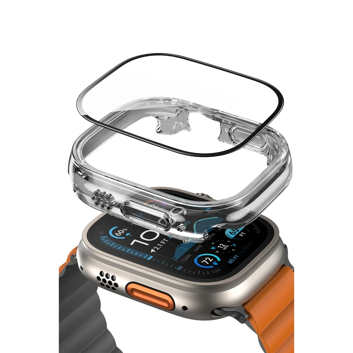 Keephone Apple Watch 46mm Air Armor Camlı Kasa Ekran Koruyucu - Şeffaf