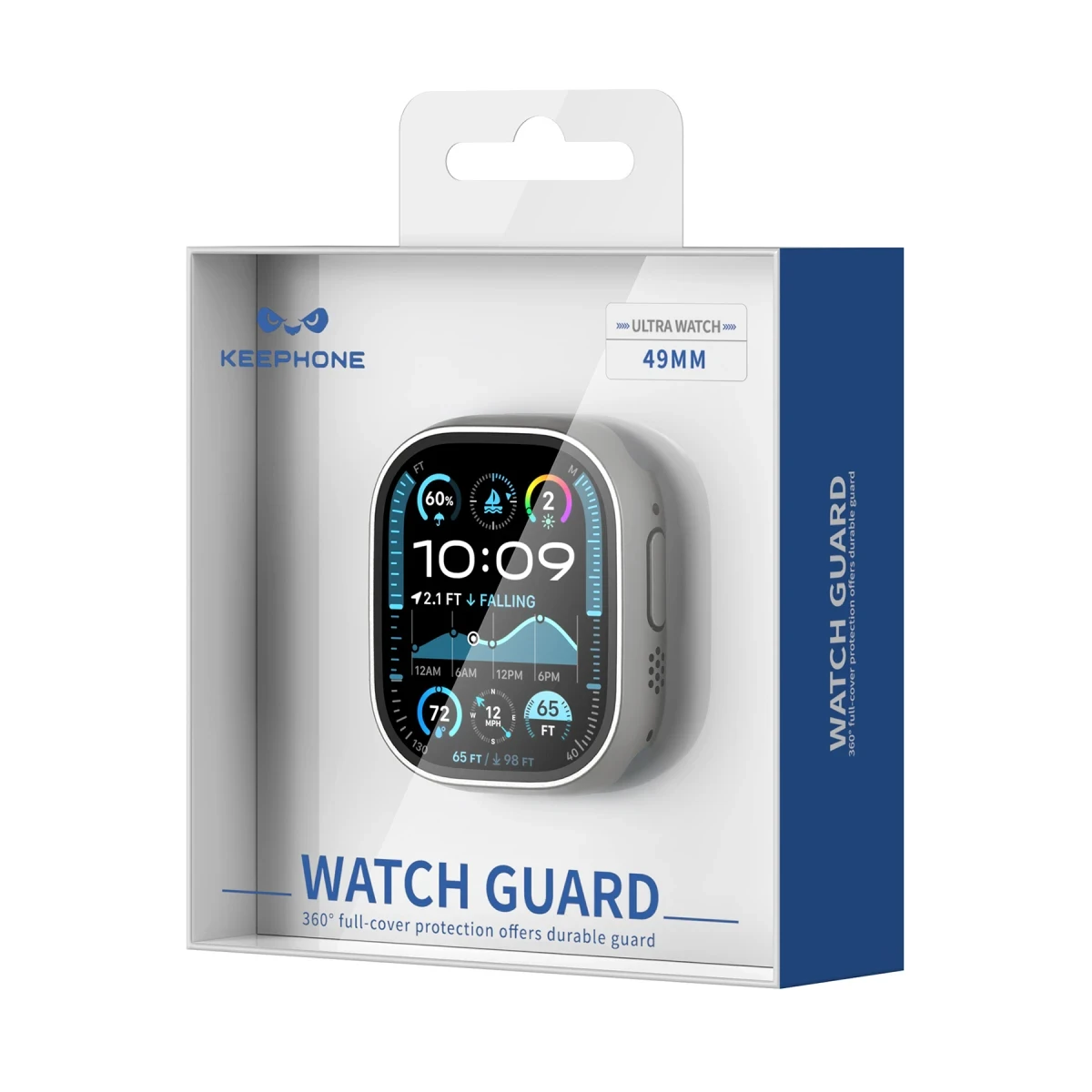 Keephone Apple Watch Ultra 49mm 360X Defense Camlı Kasa Ekran Koruyucu - Titanyum