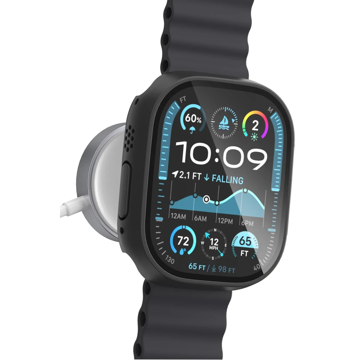 Keephone Apple Watch Ultra 49mm 360X Defense Camlı Kasa Ekran Koruyucu - Titanyum
