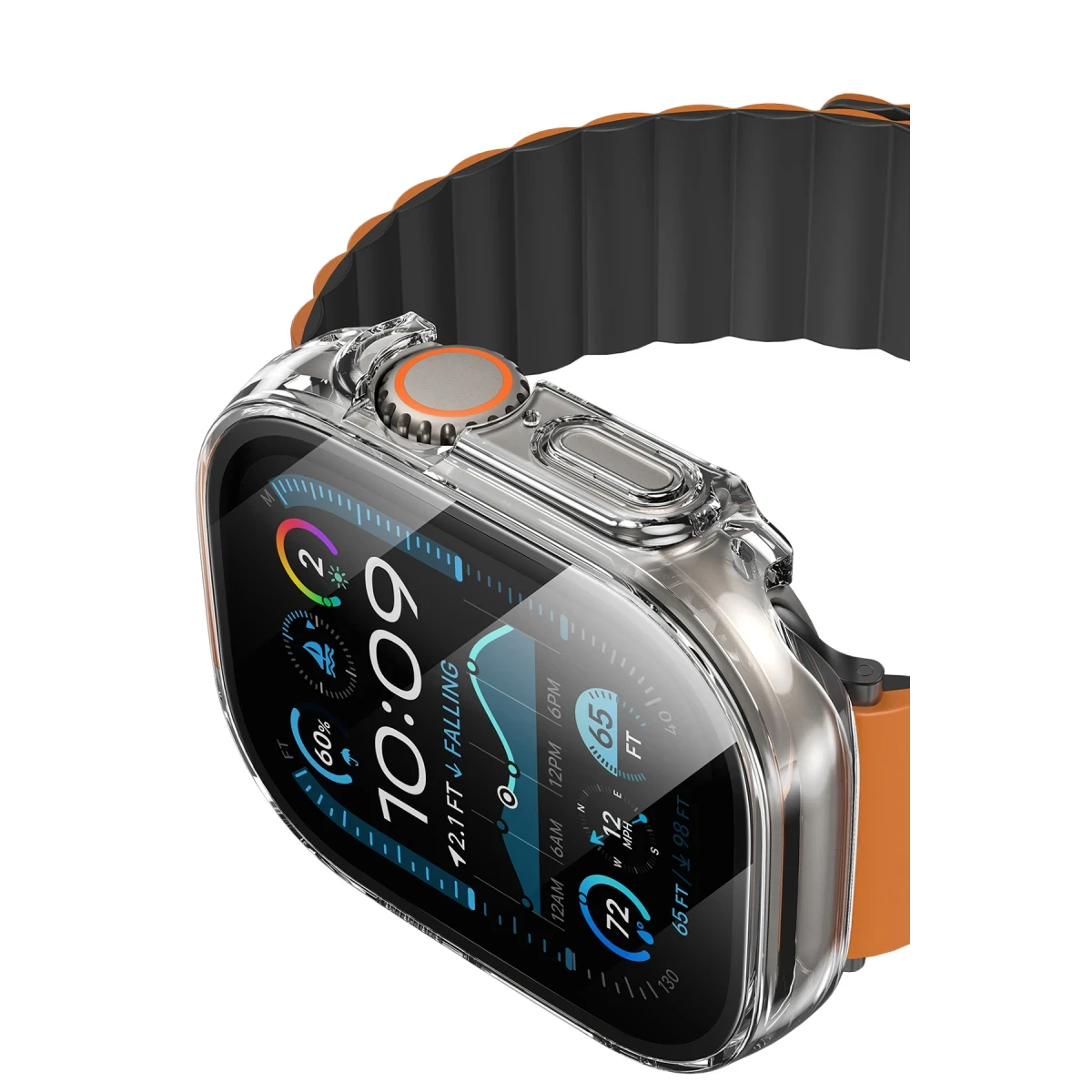 Keephone Apple Watch Ultra 49mm Air Armor Camlı Kasa Ekran Koruyucu - Şeffaf